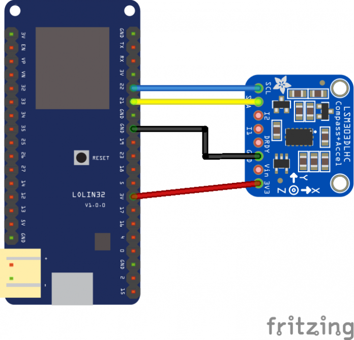 ESP32 and LSM303 sensor example - ESP32 Learning